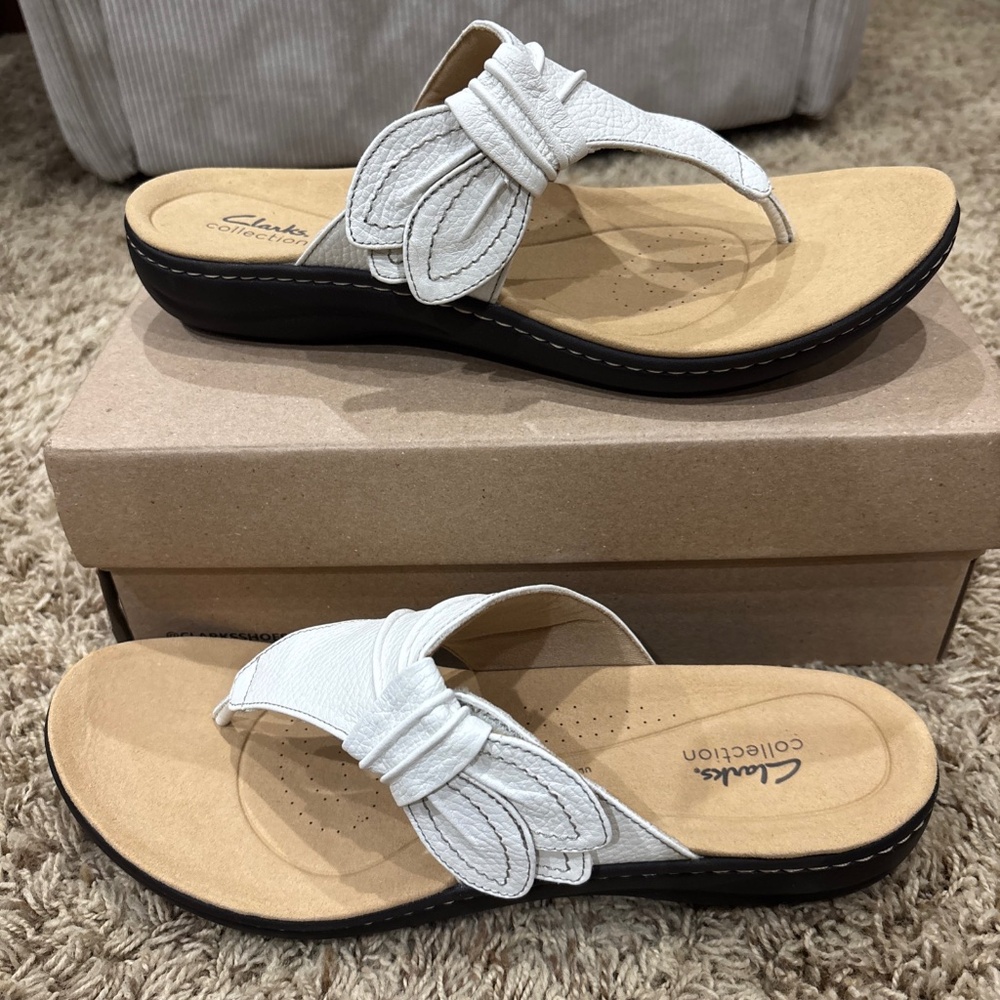 Clarks Laurieann Rae Sandals in White/Brown/Taupe Women's 12W